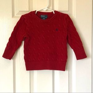 Polo by Ralph Lauren Toddler Sweater Red Cable Knit